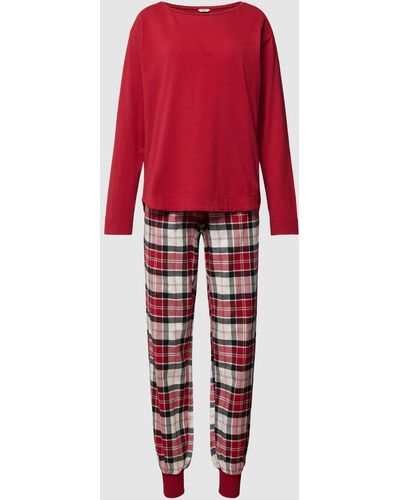 Esprit Pyjama Met Labelprint - Rood