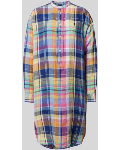 Polo Ralph Lauren Hemdblusenkleid aus Leinen mit Label-Stitching - Blau