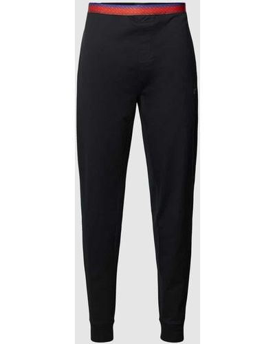 BOSS Pyjama-Hose mit elastischem Bund in Kontrastfarben - Schwarz