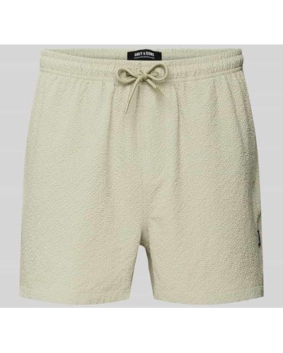 Only & Sons Regular Fit Badehose mit Strukturmuster Modell 'TED LIFE' - Natur