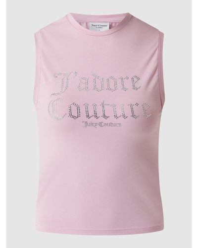 Juicy Couture Top mit Logo aus Strasssteinen Modell 'Jadore' - Pink