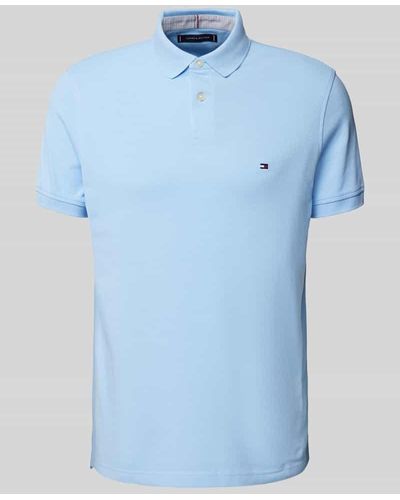 Tommy Hilfiger Regular Fit Poloshirt mit Logo-Stitching - Blau
