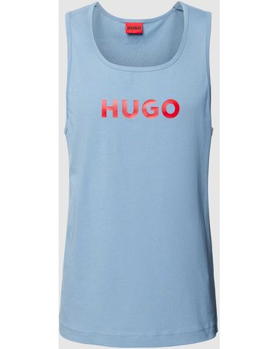 HUGO Tanktop Met Labelprint - Blauw