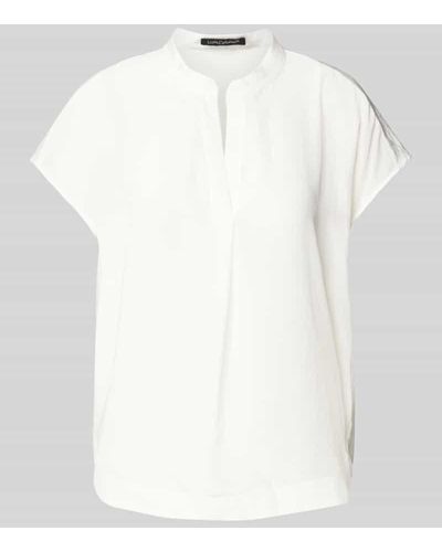 Luisa Cerano Blusenshirt in unifarbenem Design mit V-Ausschnitt - Weiß