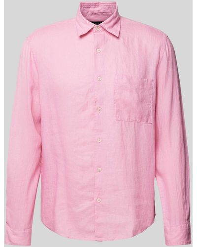 Marc O' Polo Regular Fit Freizeithemd aus Leinen mit Brusttasche - Pink