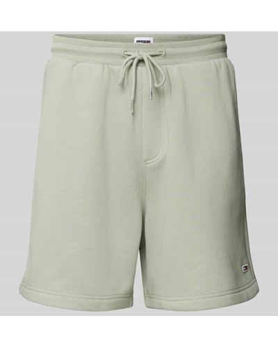 Tommy Hilfiger Regular Fit Sweatshorts mit Logo-Stitching Modell 'BEACH' - Grün