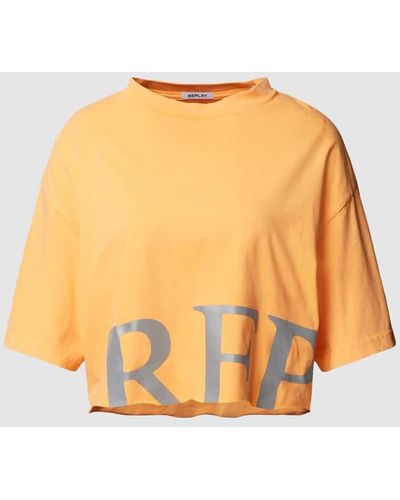 Replay T-Shirt mit Label-Print - Orange