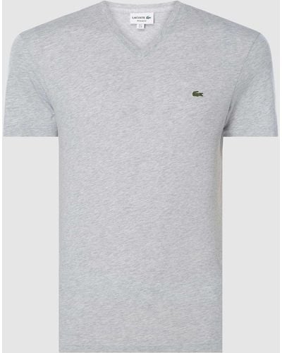 Lacoste Regular Fit T-Shirt mit V-Ausschnitt - Grau