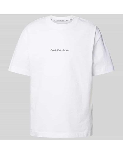 Calvin Klein T-Shirt mit Label-Print Modell 'GRID MONOGRAM' - Weiß