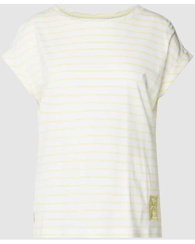 comma casual identity T-Shirt mit Streifenmuster - Weiß