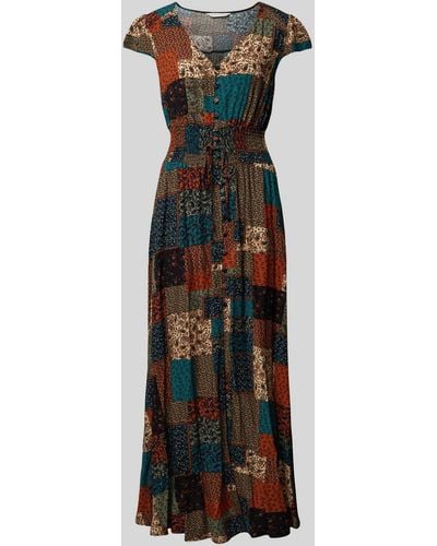 Apricot Maxi-jurk Met Doorknoopsluiting - Zwart