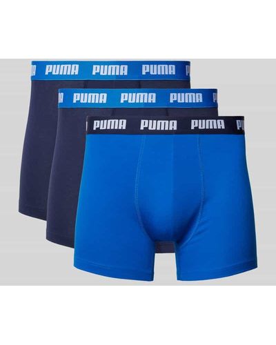 PUMA Trunks mit Label-Detail im 3er-Pack - Blau