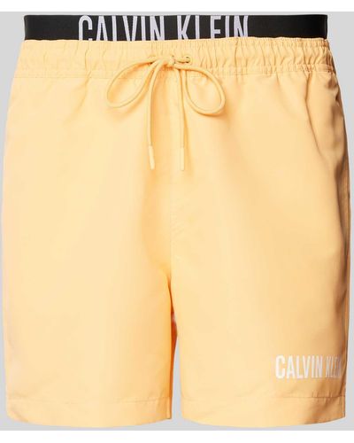Calvin Klein Badehose mit elastischem Bund - Gelb