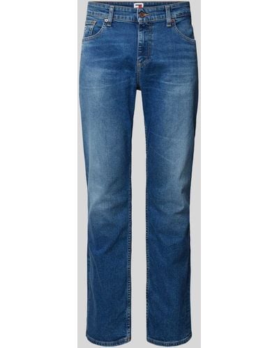 Tommy Hilfiger Regular Fit Jeans Met Labelstitching - Blauw