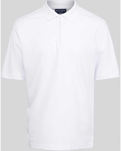 Christian Berg Men Regular Fit Poloshirt mit Logo-Stitching - Weiß