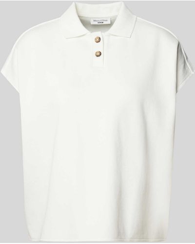 Marc O' Polo Oversized Poloshirt im unifarbenen Design - Weiß
