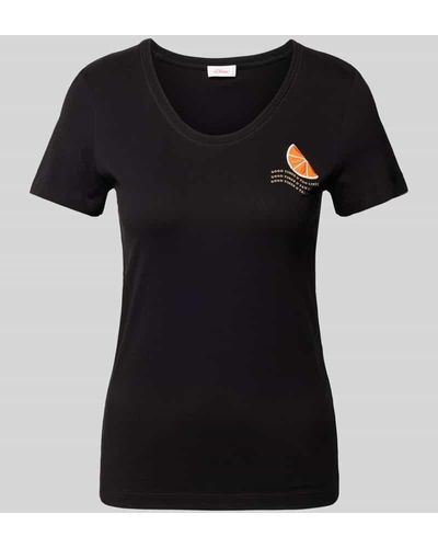 S.oliver T-Shirt mit Motiv-Print - Schwarz