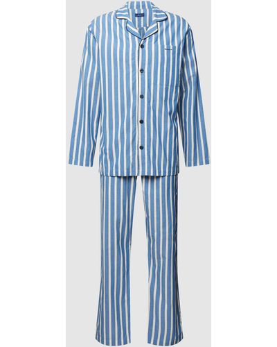 GANT Pyjama mit Streifenmuster Modell 'OXFORD' - Blau
