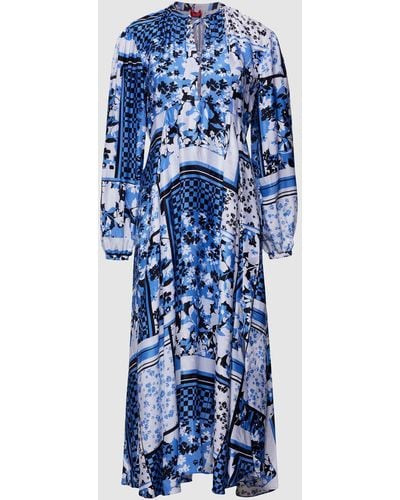 HUGO Maxi-jurk Met All-over Motief, Model 'kisaka' - Blauw