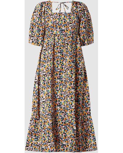 EDITED Maxi-jurk Met Bloemenmotief, Model 'baldrun' - Zwart