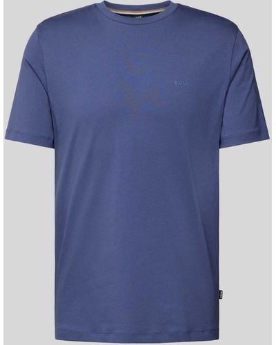 BOSS T-Shirt mit Label-Print Modell 'Thompson' - Blau