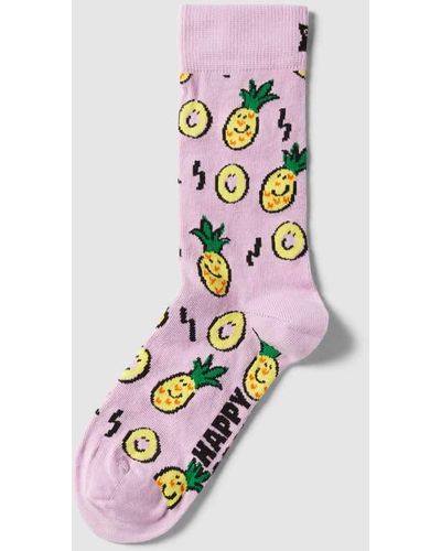 Happy Socks Socken im Allover-Look Modell 'Pineapple' - Pink