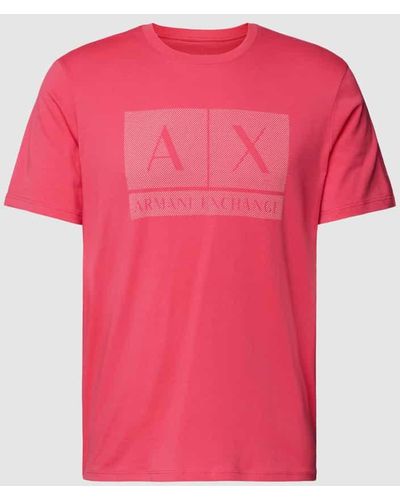 Armani Exchange T-Shirt mit Label-Print - Pink