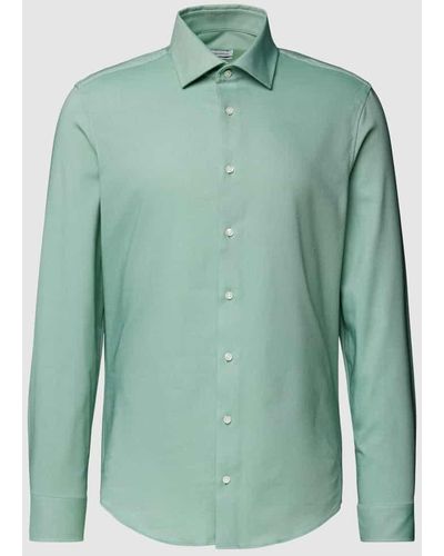 Seidensticker Slim Fit Business-Hemd mit Kentkragen - Grün