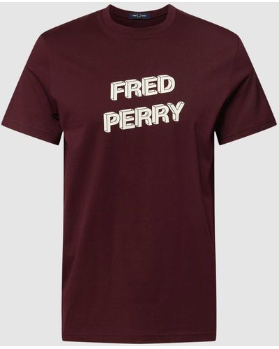 Fred Perry T-shirt Met Labelprint - Rood