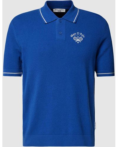 Marc O' Polo Poloshirt Met Structuurpatroon - Blauw