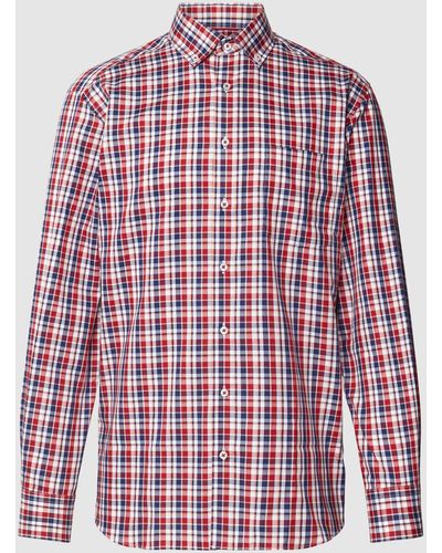 Eterna Modern Fit Zakelijk Overhemd Met Vichy-ruit - Rood