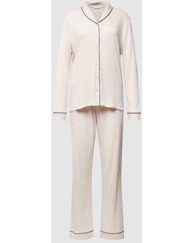 Hanro Pyjama-Oberteil mit durchgehender Knopfleiste - Weiß