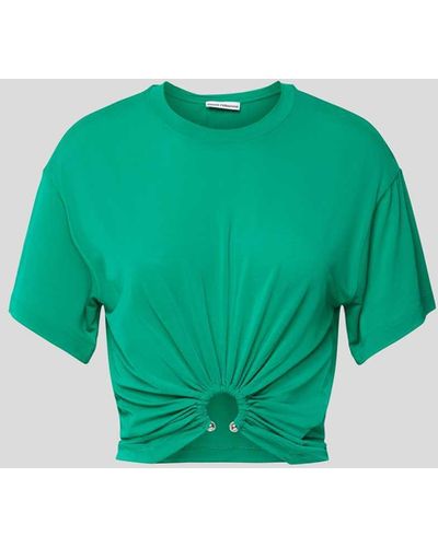 Rabanne Cropped T-Shirt aus Viskose-Mix - Grün