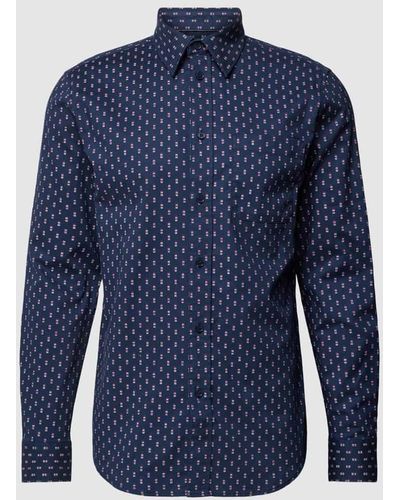 Esprit Slim Fit Freizeithemd mit Allover-Muster - Blau