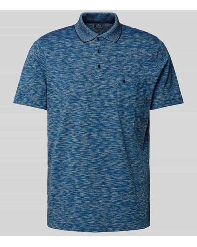 RAGMAN Regular Fit Poloshirt mit Brusttasche und Stitching - Blau