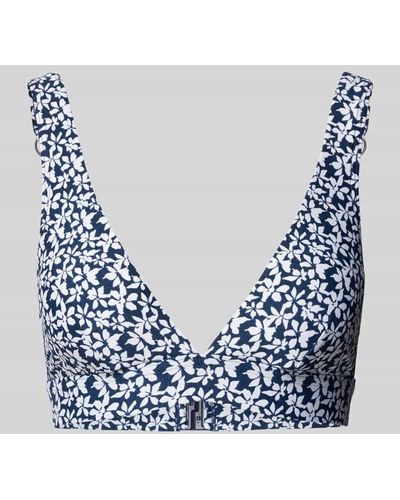 Esprit Bikini-Oberteil mit floralem Allover-Print Modell 'CALUSA' - Blau