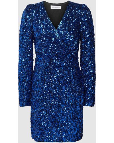 SELECTED Mini-jurk Met All-over Pailletten - Blauw