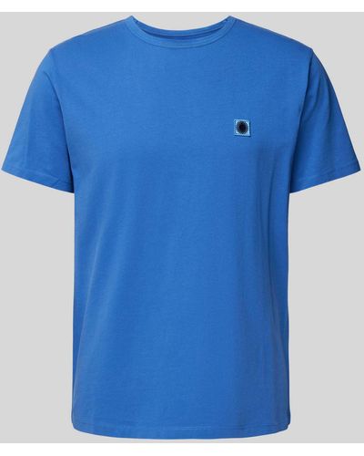 Thinking Mu T-shirt Met Labelpatch - Blauw