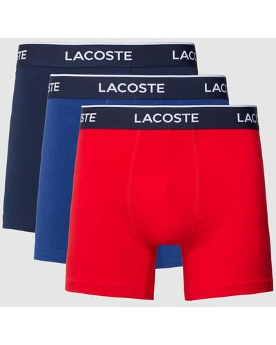 Lacoste Trunks mit Label-Print im 3er-Pack - Rot