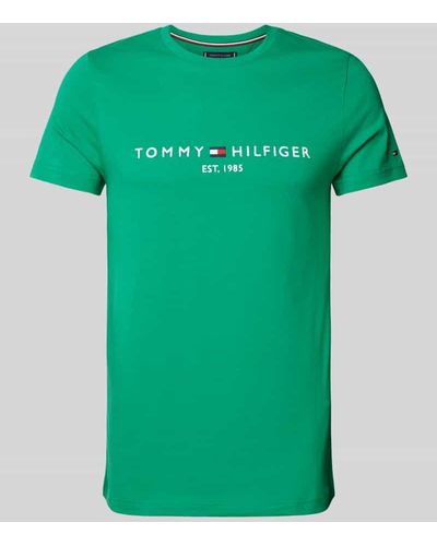 Tommy Hilfiger T-Shirt mit Label-Print - Grün