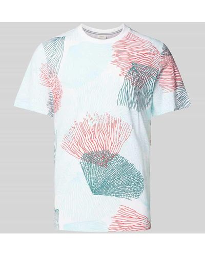 S.oliver T-Shirt mit Allover-Print Modell 'Big Coral' - Weiß