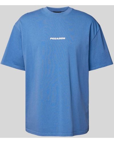 PEGADOR Oversized T-Shirt mit Label-Print Modell 'COLNE' - Blau