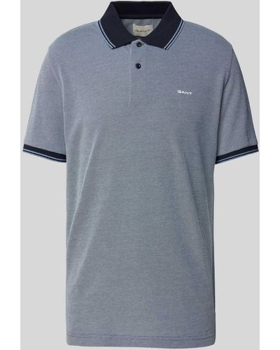 GANT Slim Fit Poloshirt Met Labelstitching - Blauw