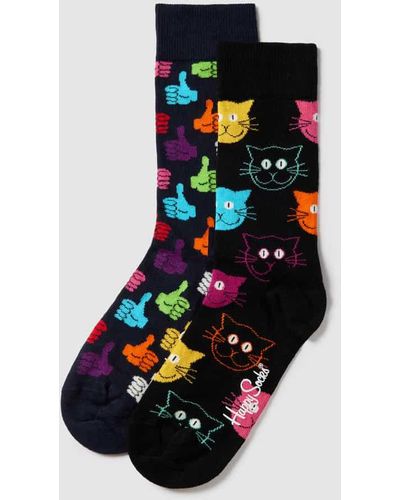 Happy Socks Socken mit Allover-Muster Modell 'Cat' - Mehrfarbig