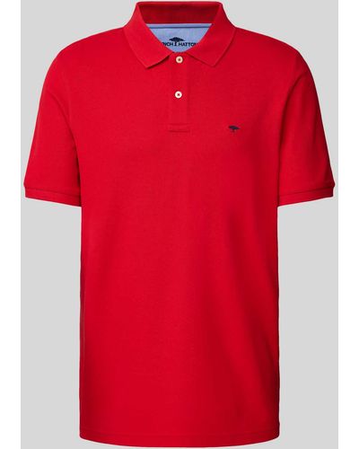 Fynch-Hatton Poloshirt Met Logostitching - Rood