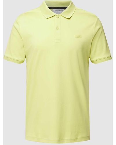 Calvin Klein Poloshirt Met Korte Knoopsluiting - Geel