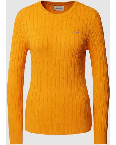 GANT Gebreide Pullover Met Kabelpatroon - Oranje