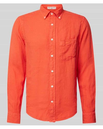 GANT Regular Fit Freizeithemd aus Leinen mit Brusttasche - Orange