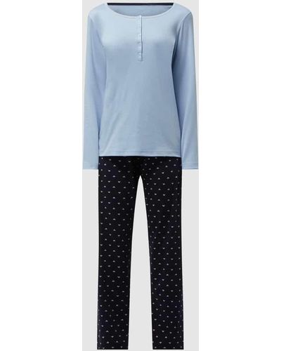 CALIDA Modern Fit Pyjama aus Supima-Baumwolle Modell 'Night Lovers' - Blau
