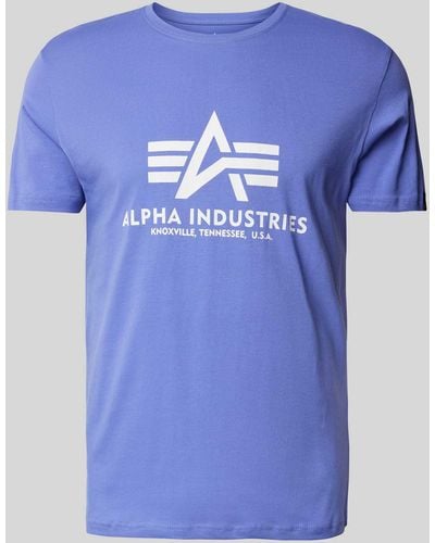 Alpha Industries T-Shirt mit Label-Print - Blau